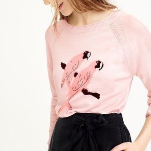 JCrew Lightweight Sweater - Baby Pink with Parrots